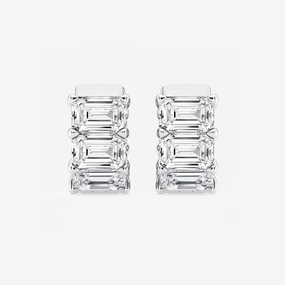 10 ctw Emerald Lab Grown Diamond Huggie Hoop Earrings    Platinum, E, VS1