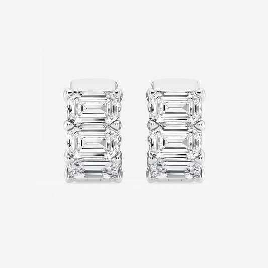 10 ctw Emerald Lab Grown Diamond Huggie Hoop Earrings    Platinum, E, VS1
