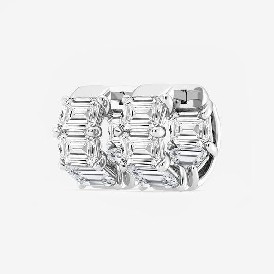 10 ctw Emerald Lab Grown Diamond Huggie Hoop Earrings    Platinum, E, VS1