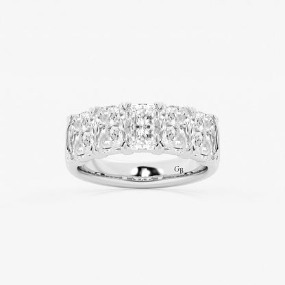 Gabriela 4 ctw Radiant Lab Grown Diamond Five-Stone Anniversary Band    14K White Gold, DE, VS1