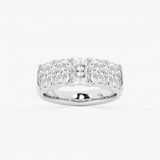Gabriela 4 ctw Radiant Lab Grown Diamond Five-Stone Anniversary Band    14K White Gold, DE, VS1