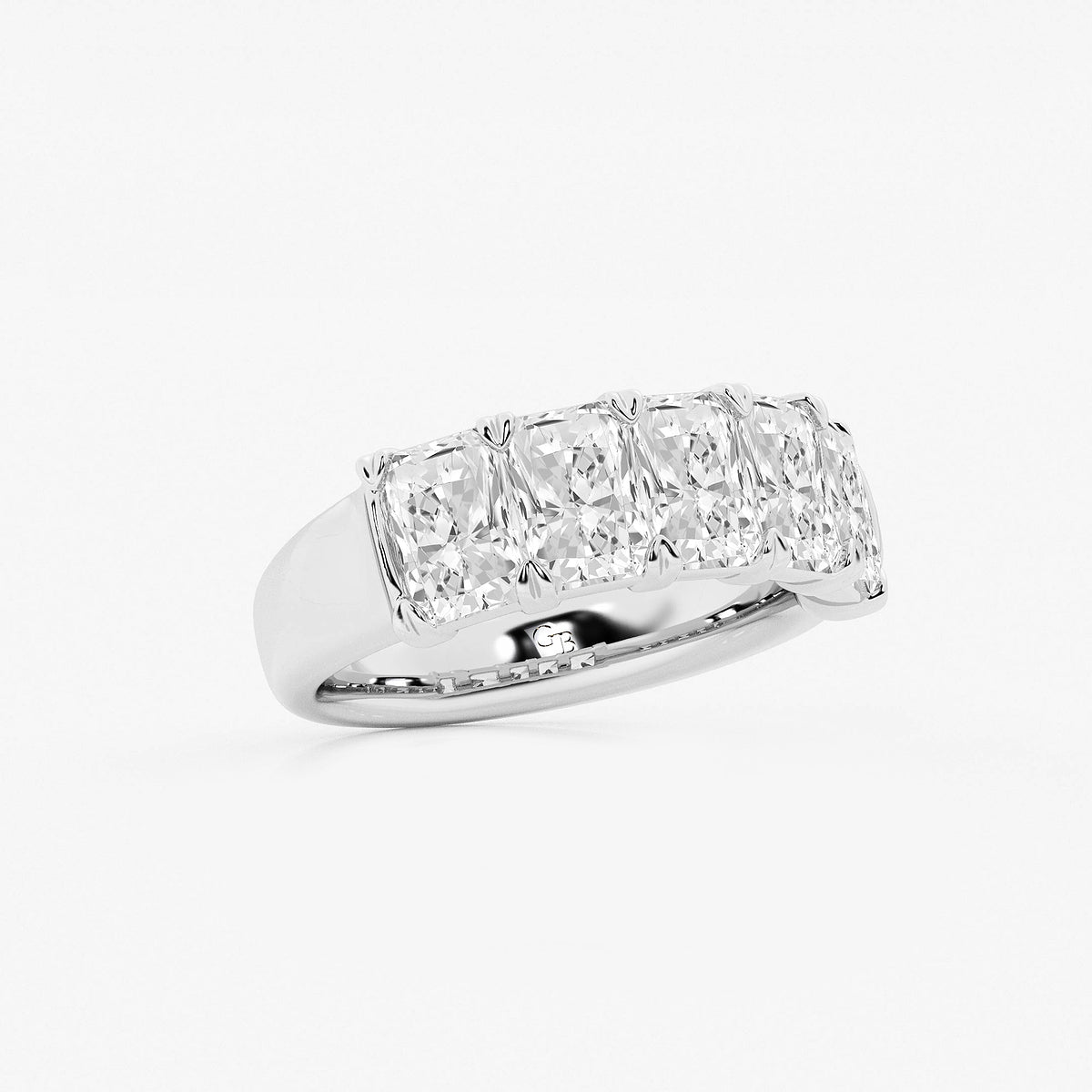Gabriela 4 ctw Radiant Lab Grown Diamond Five-Stone Anniversary Band    14K White Gold, DE, VS1