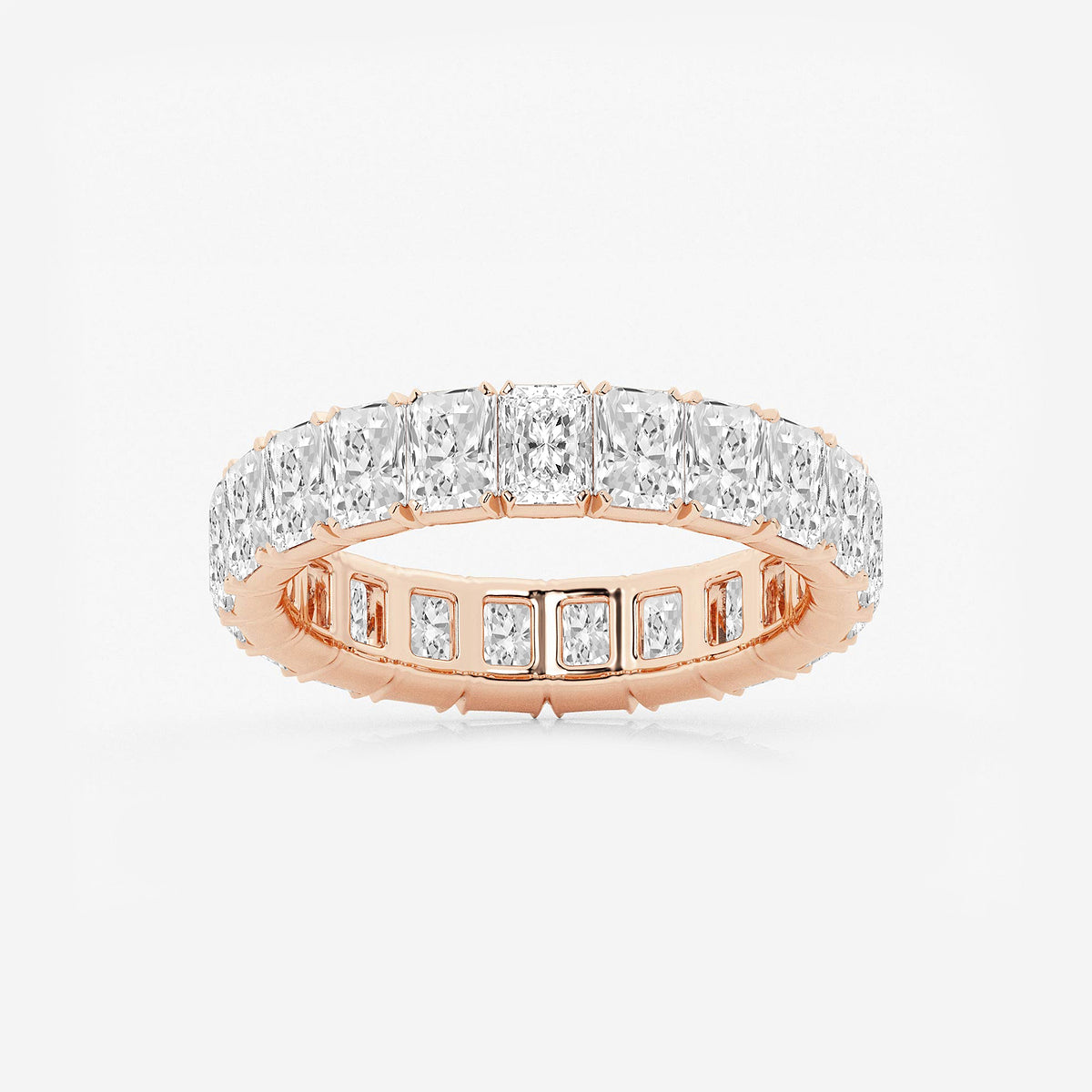 Presley 3 7/8 ctw Radiant Lab Grown Diamond V-Prong Eternity Band - 4.2mm Width    14K Rose Gold, DE, VS1