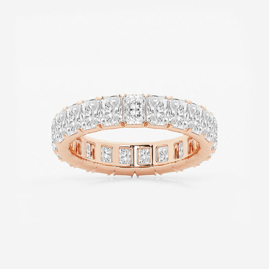 Presley 3 7/8 ctw Radiant Lab Grown Diamond V-Prong Eternity Band - 4.2mm Width    14K Rose Gold, DE, VS1
