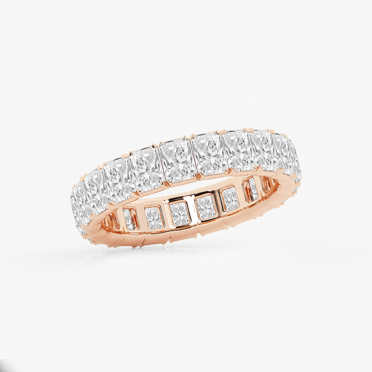 Presley 3 7/8 ctw Radiant Lab Grown Diamond V-Prong Eternity Band - 4.2mm Width    14K Rose Gold, DE, VS1