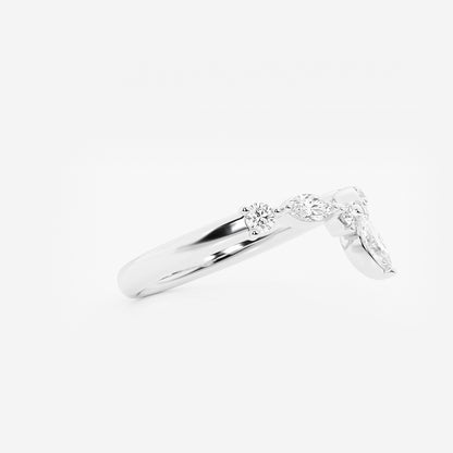 Jazzette 2/5 ctw Round and Marquise Lab Grown Diamond Chevron Stackable Ring    14K White Gold, DE, VS1