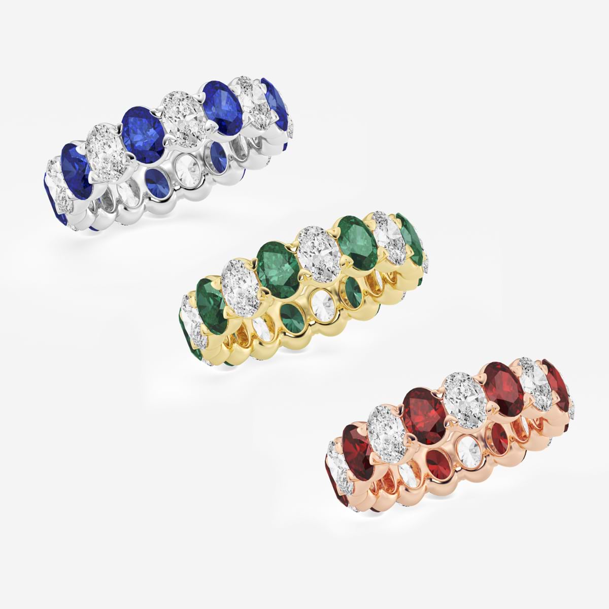 Giselle 5.2x3.6 mm Oval Cut Created Sapphire and 2 5/8 ctw Oval Lab Grown Diamond Eternity Band - 5mm Width    Platinum