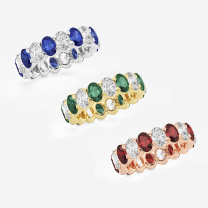 Giselle 5.2x3.6 mm Oval Cut Created Sapphire and 2 5/8 ctw Oval Lab Grown Diamond Eternity Band - 5mm Width    Platinum