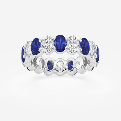 Giselle 5.2x3.6 mm Oval Cut Created Sapphire and 2 5/8 ctw Oval Lab Grown Diamond Eternity Band - 5mm Width    Platinum