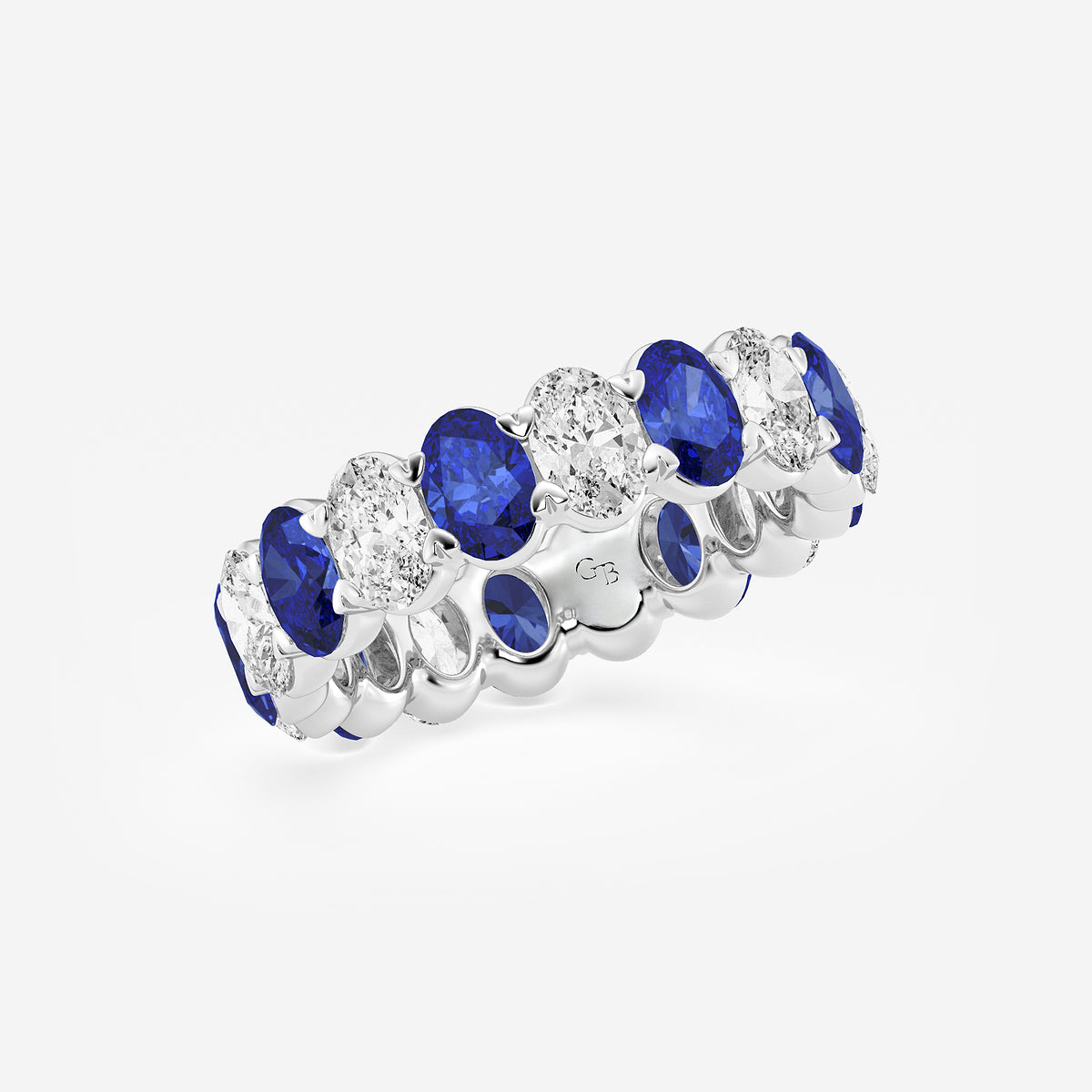 Giselle 5.2x3.6 mm Oval Cut Created Sapphire and 2 5/8 ctw Oval Lab Grown Diamond Eternity Band - 5mm Width    Platinum