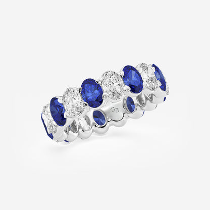Giselle 5.2x3.6 mm Oval Cut Created Sapphire and 2 5/8 ctw Oval Lab Grown Diamond Eternity Band - 5mm Width    Platinum