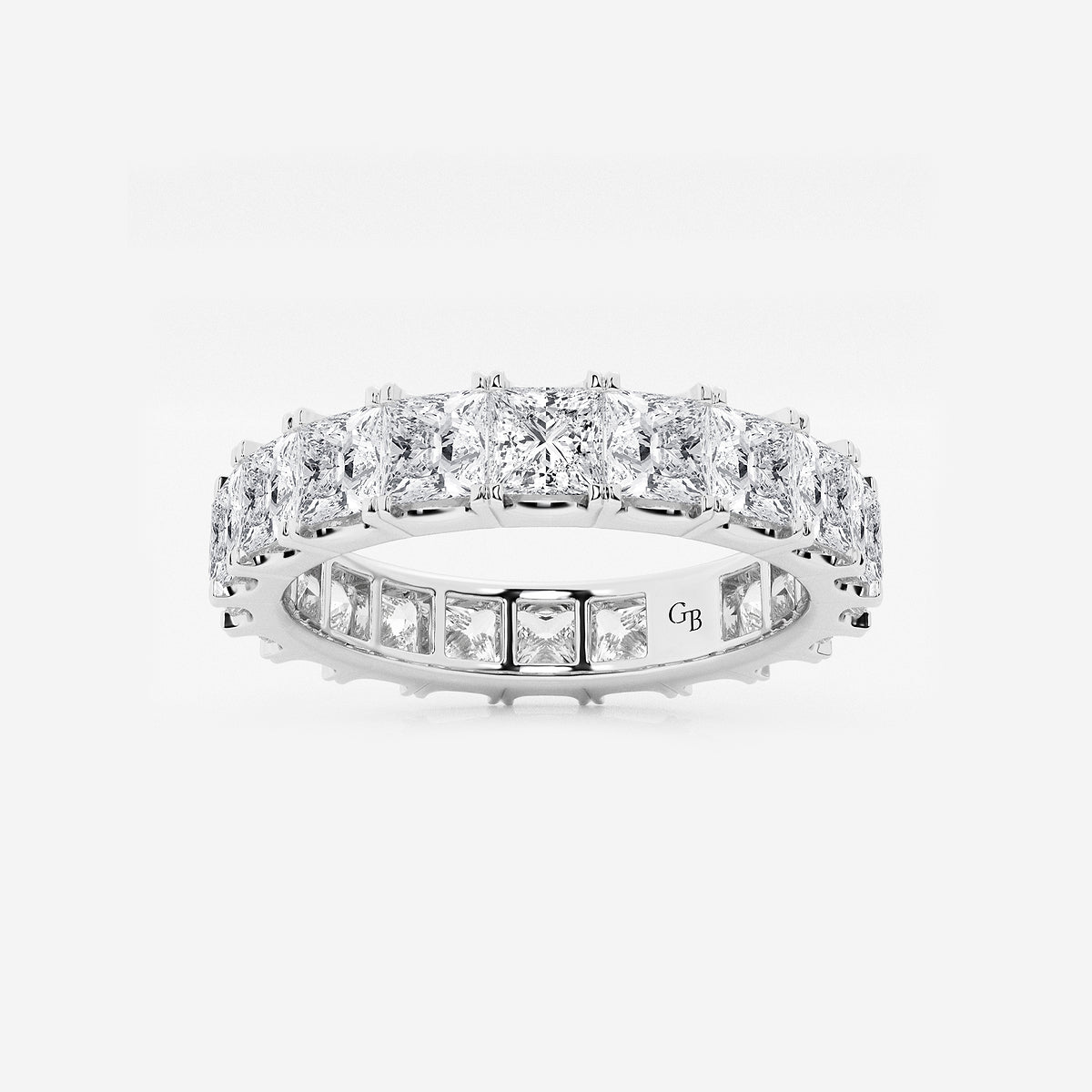 India 5 ctw Princess Lab Grown Diamond Eternity Band - 3.8mm Width    Platinum, DE, VS1