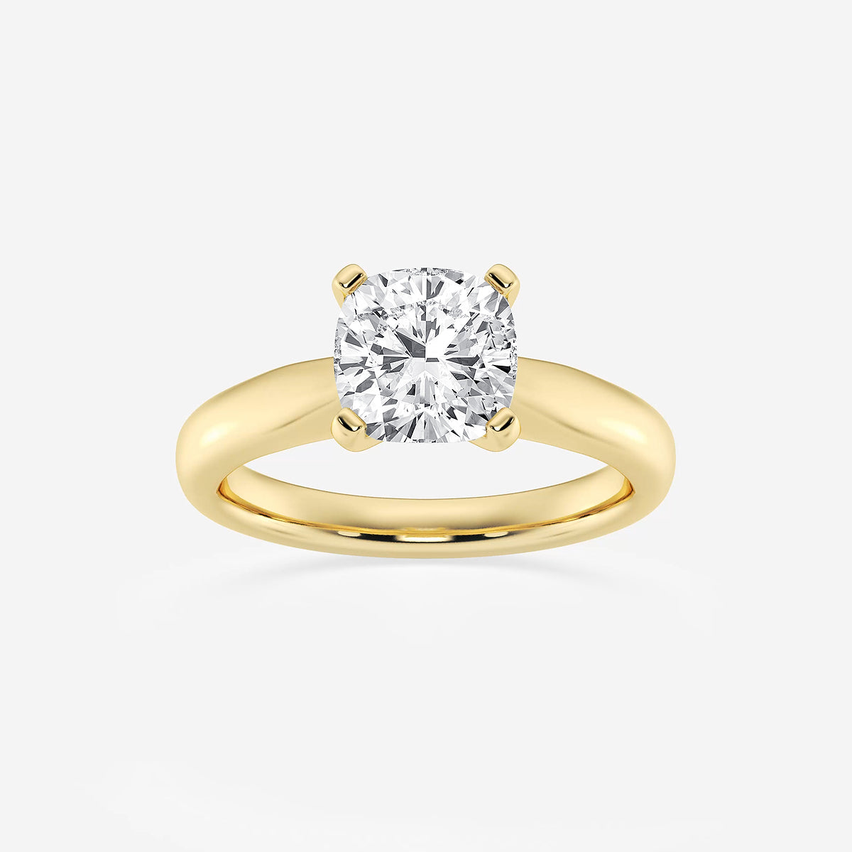 Freya Cushion Diamond Cathedral Solitaire Ring in 14K Yellow Gold - 2 CTW