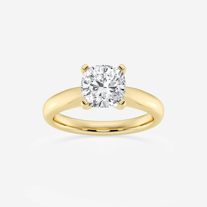Freya Cushion Diamond Cathedral Solitaire Ring in 14K Yellow Gold - 2 CTW