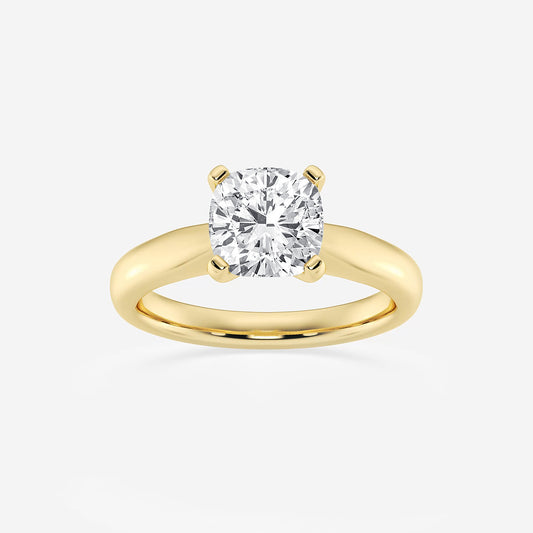 Freya Cushion Diamond Cathedral Solitaire Ring in 14K Yellow Gold - 2 CTW