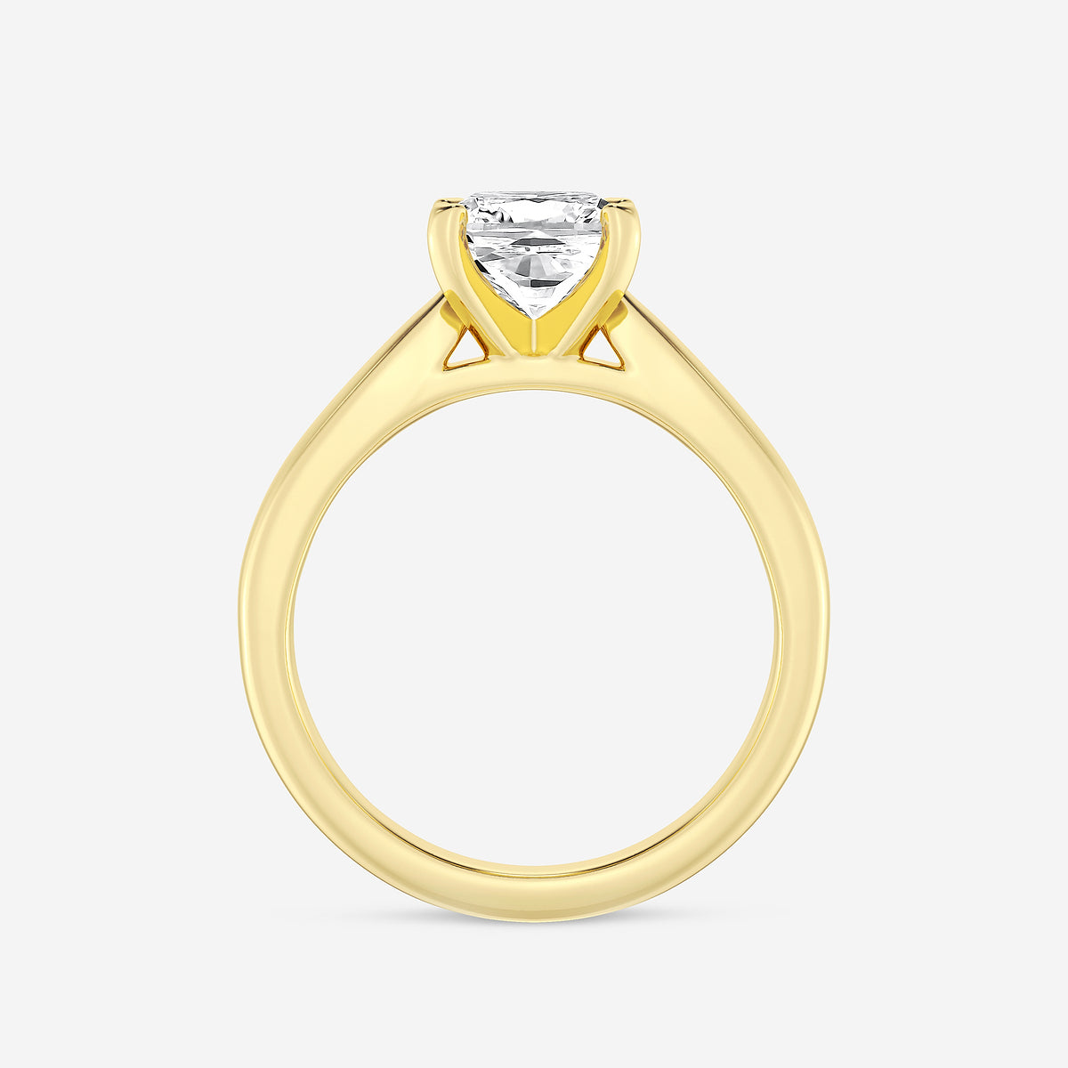 Freya Cushion Diamond Cathedral Solitaire Ring in 14K Yellow Gold - 2 CTW