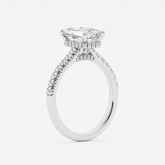 Shylin Emerald Diamond Hidden Halo Engagement Ring in 14K White Gold - 2.5 CTW