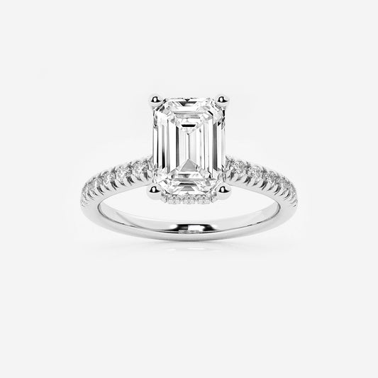 Shylin Emerald Diamond Hidden Halo Engagement Ring in 14K White Gold - 2.5 CTW