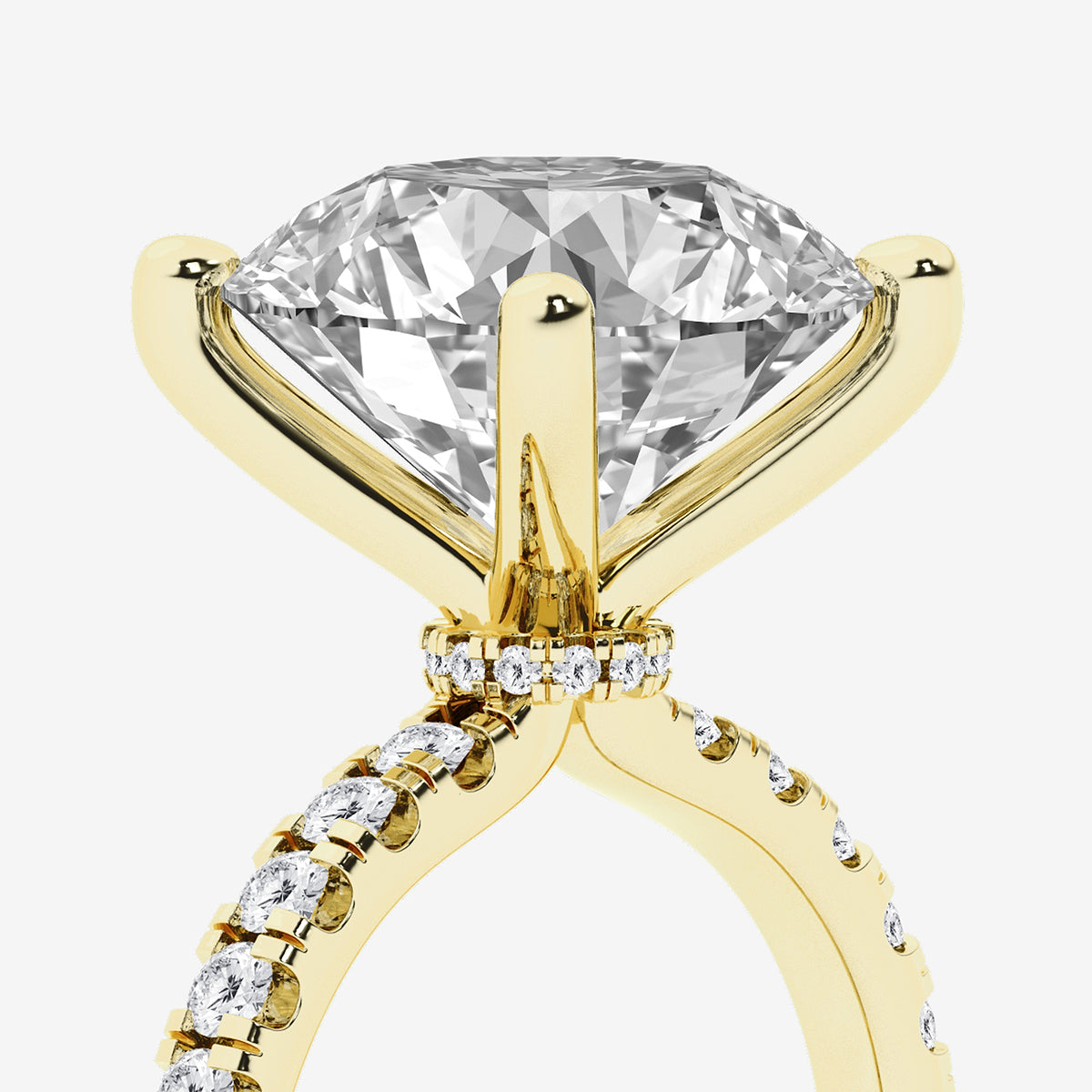 Shyra Round Diamond Hidden Halo Engagement Ring in 14K Yellow Gold - 8.5 CTW