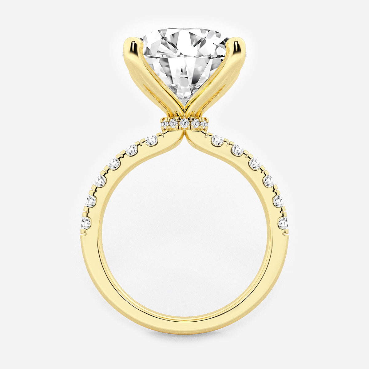 Shyra Round Diamond Hidden Halo Engagement Ring in 14K Yellow Gold - 8.5 CTW