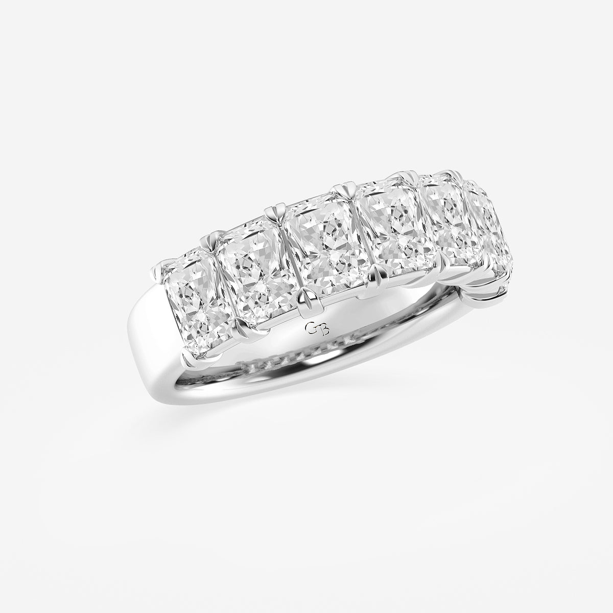 Justine 3 1/6 ctw Radiant Lab Grown Diamond Seven-Stone Anniversary Band    14K White Gold, DE, VS1
