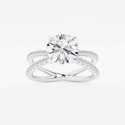 Round Diamond Crossover Micro Pavé Engagement Ring in Platinum - 2.36 CTW