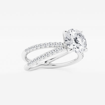 Round Diamond Crossover Micro Pavé Engagement Ring in Platinum - 2.36 CTW