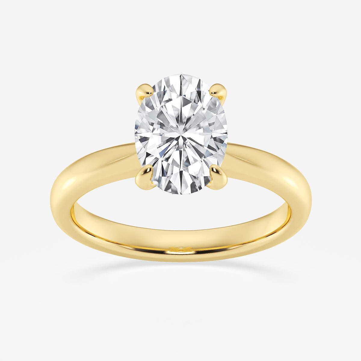 Vera Oval Diamond Petite Solitaire Engagement Ring in 14K Yellow Gold - 2 CTW