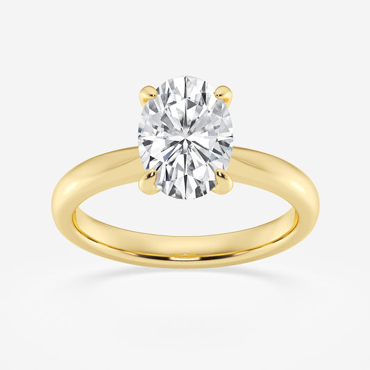 Vera Oval Diamond Petite Solitaire Engagement Ring in 14K Yellow Gold - 2 CTW