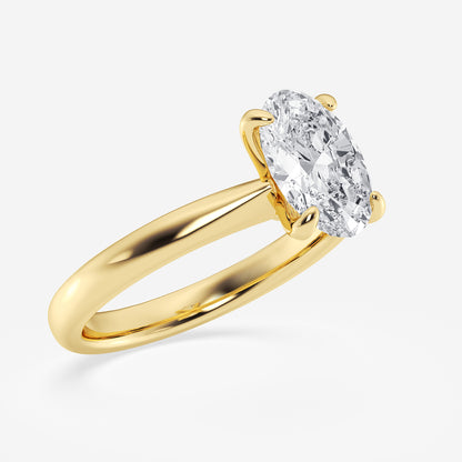 Vera Oval Diamond Petite Solitaire Engagement Ring in 14K Yellow Gold - 2 CTW