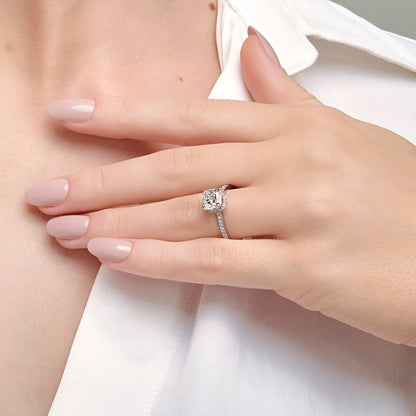 Liora Cushion Diamond Double Hidden Halo Ring in Platinum - 3.375 CTW