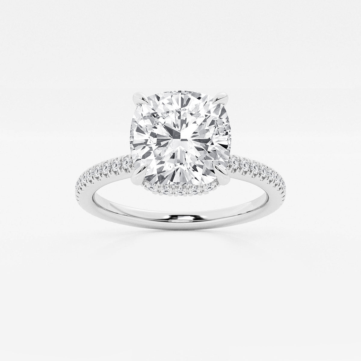 Liora Cushion Diamond Double Hidden Halo Ring in Platinum - 3.375 CTW