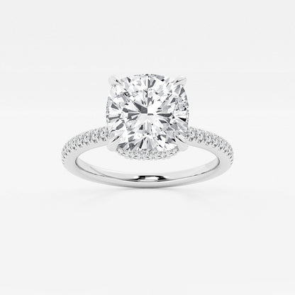 Liora Cushion Diamond Double Hidden Halo Ring in Platinum - 3.375 CTW