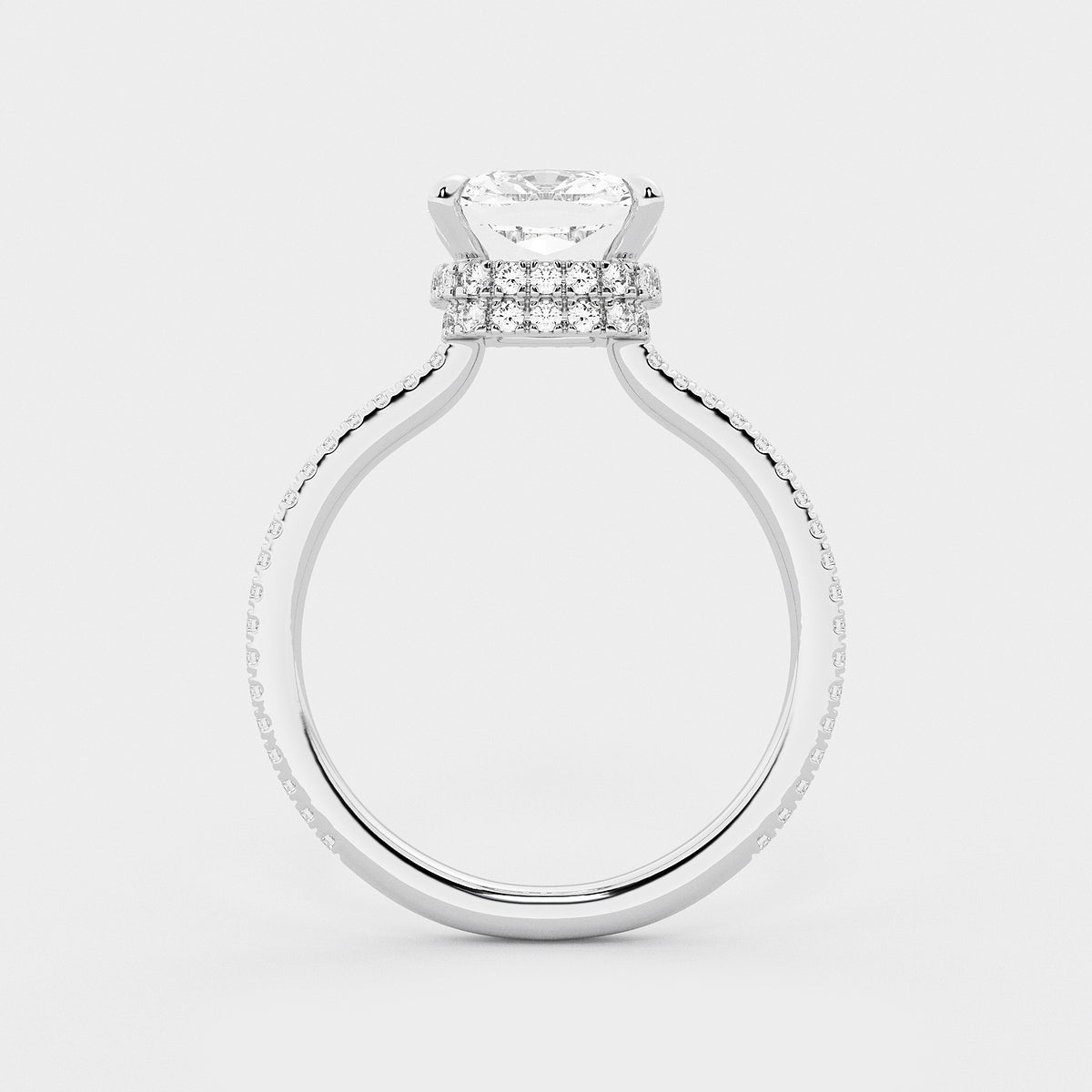 Liora Cushion Diamond Double Hidden Halo Ring in Platinum - 3.375 CTW