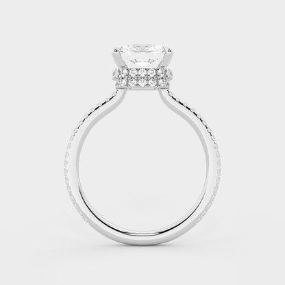 Liora Cushion Diamond Double Hidden Halo Ring in Platinum - 3.375 CTW