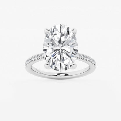 Addison Oval Diamond Scalloped Classic Pavé Solitaire in Platinum - 6.2 CTW