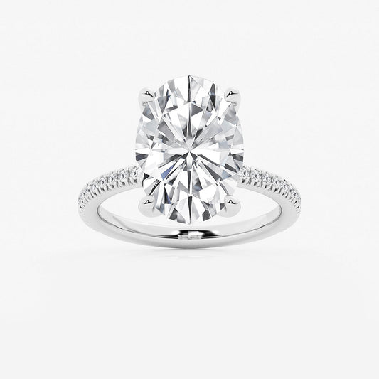 Addison Oval Diamond Scalloped Classic Pavé Solitaire in Platinum - 6.2 CTW