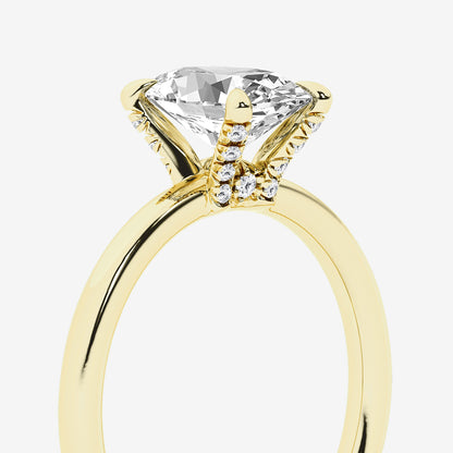 Ailing Oval Diamond Pavé Prong Solitaire Ring in 14K Yellow Gold - 2 CTW