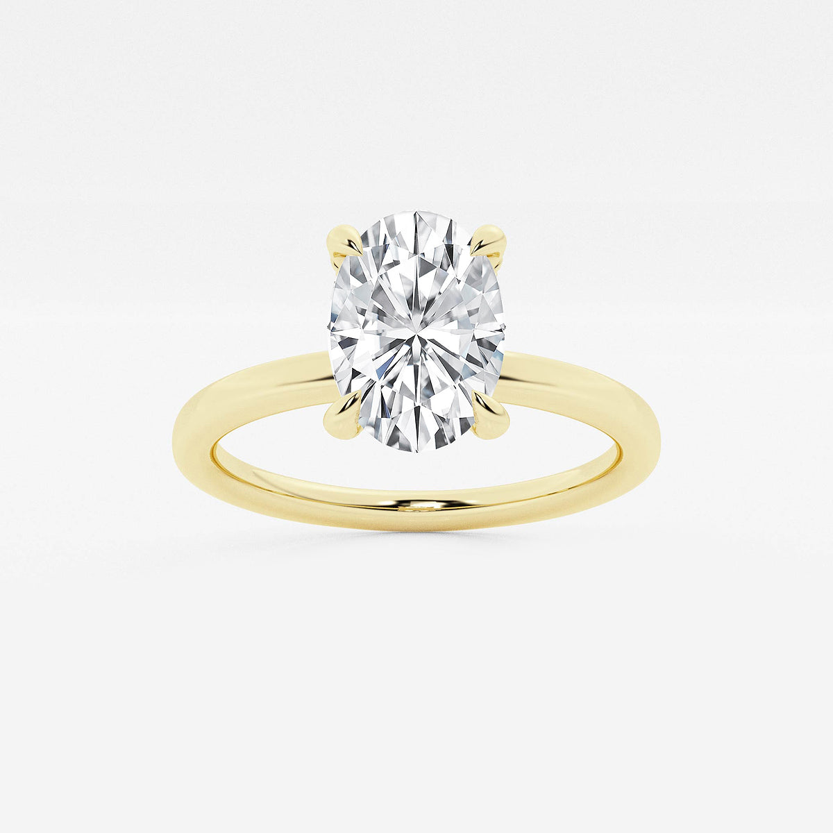 Ailing Oval Diamond Pavé Prong Solitaire Ring in 14K Yellow Gold - 2 CTW