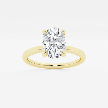 Ailing Oval Diamond Pavé Prong Solitaire Ring in 14K Yellow Gold - 2 CTW
