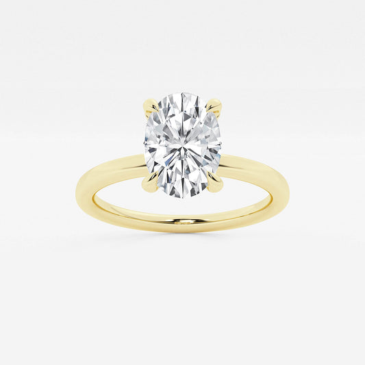 Ailing Oval Diamond Pavé Prong Solitaire Ring in 14K Yellow Gold - 2 CTW