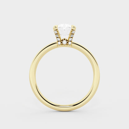 Ailing Oval Diamond Pavé Prong Solitaire Ring in 14K Yellow Gold - 2 CTW