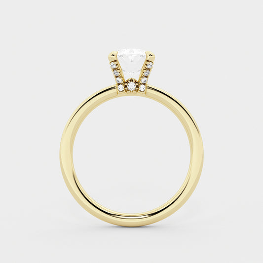Ailing Oval Diamond Pavé Prong Solitaire Ring in 14K Yellow Gold - 2 CTW