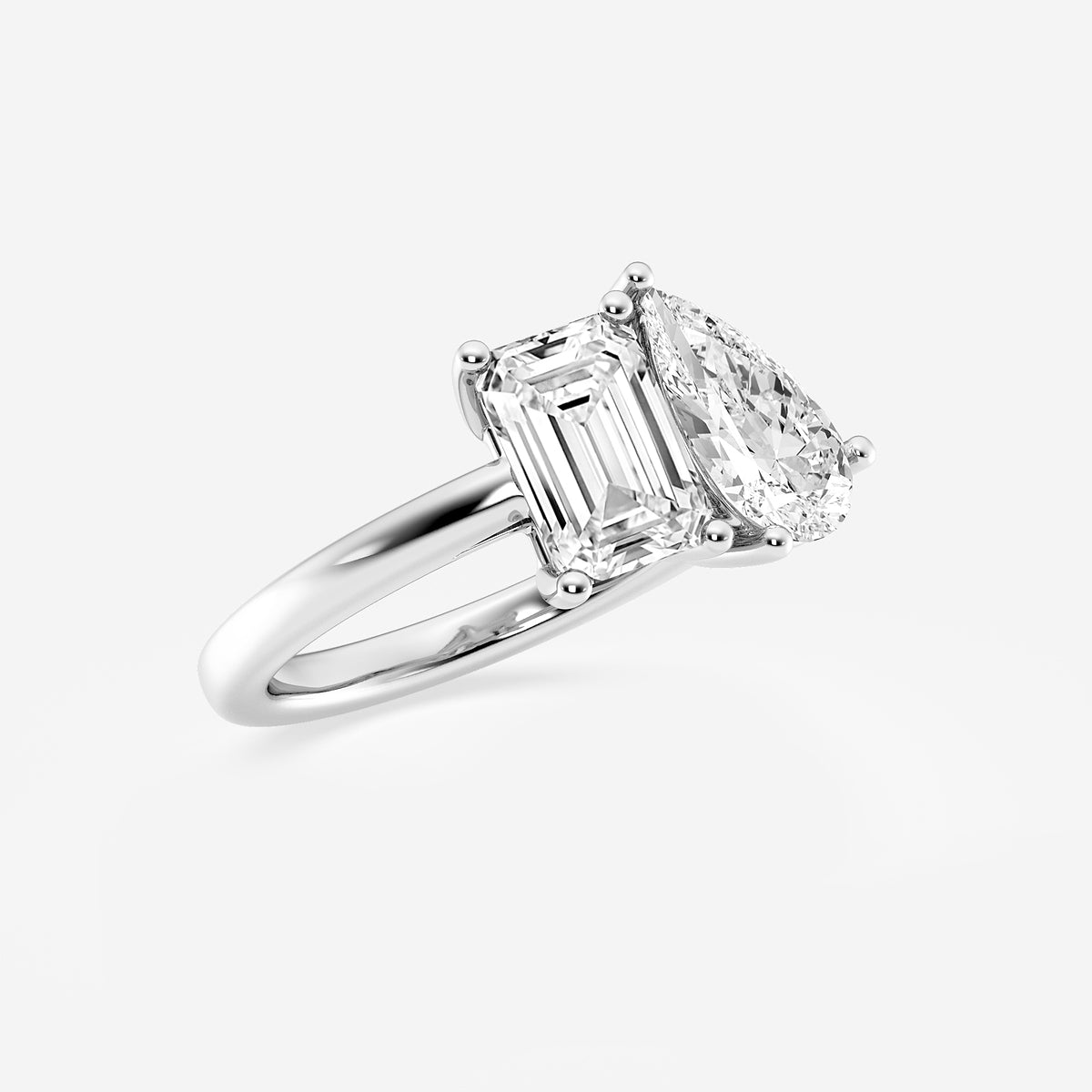 Laurel Toi Et Moi Pear & Emerald Diamond Ring in Platinum - 4 CTW