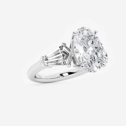 Oval Diamond Solitaire Engagement Ring with Shield Sides