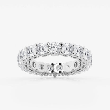 Jade 6 ctw Cushion Lab Grown Diamond Eternity Band With Side Stone Accents - 3.7mm Width    Platinum, DE, VS1