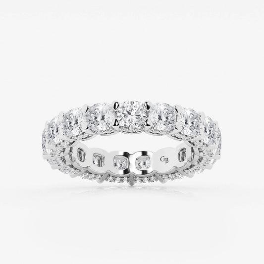 Jade 6 ctw Cushion Lab Grown Diamond Eternity Band With Side Stone Accents - 3.7mm Width    Platinum, DE, VS1