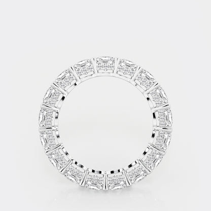Jade 6 ctw Cushion Lab Grown Diamond Eternity Band With Side Stone Accents - 3.7mm Width    Platinum, DE, VS1
