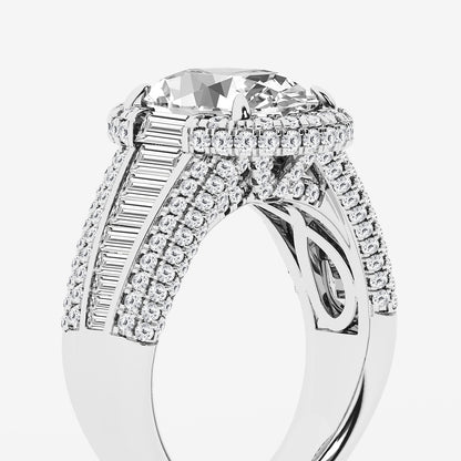 Hiba Oval Diamond Engagement Ring with Pavé & Baguette Frame
