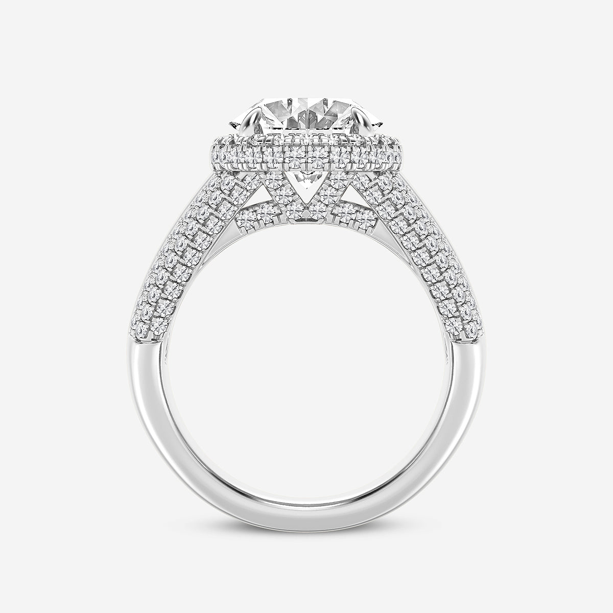 Hiba Oval Diamond Engagement Ring with Pavé & Baguette Frame